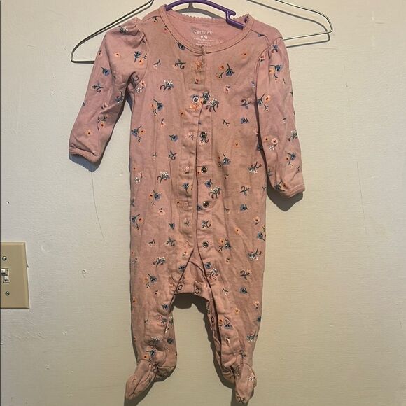 🫶🏻6/$35 Carter's Pink Footie One Piece with Long Sleeves - Picture 1 of 3